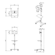 technisches Bild Dataflex Viewmate Workstation - Fußboden 712
