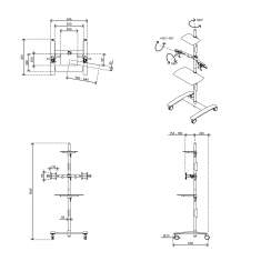 technisches Bild Dataflex Viewmate Workstation - Fußboden 722
höhenverstellbar