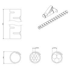 technisches Bild Dataflex Addit Kabelschlucker ø15 mm/3 m + Einzugshilfe 731