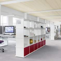 Büroregal offen weiß rot Regal Design Lista Office LO, Akustik Raum/Regalsystem LO Next