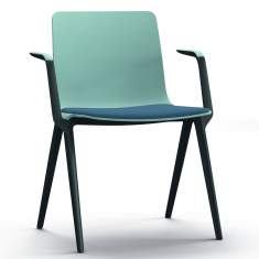 Besucherstuhl Kunststoff Besucherstühle türkis Konferenzstühle mit Armlehnen Cafeteria Stühle, Brunner, A-Chair 9709/A