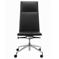Design Chefsessel Leder schwarz Kopfstütze, Nackenstütze Bürodrehstühle mit Armlehnen Brunner, fina soft Bürodrehstuhl