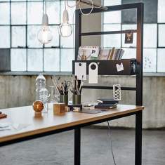 Schreibtisch mit Regal moderne Schreibtische Ablagefläche schwarz Holz | Büromöbel, Materia, Vagabond