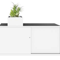Aufbauschrank Lista Office LO One Schrank mit Schiebetüren und integriertem Pflanzelement als Aufsatzlösung