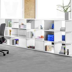 Büroregal offen weiß Holz Regal Design, Lista Office LO, Akustik Raum/Regalsystem LO Next