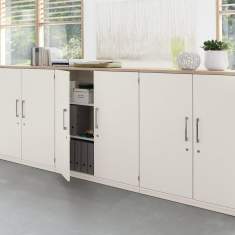 Aktenschrank, Drehtüren, Abdeckplatte Holz, Palmberg, PRISMA 2