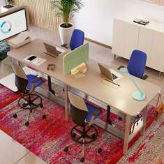 Team-Tisch Holz Arbeitstisch Stehtisch Büro Konferenztisch Büromöbel Konferenztische Steelcase FrameFour WorkBench