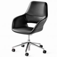 Drehsessel schwarz Drehstuhl Büro Konferenzstuhl Leder Konferenzstühle mit Rollen Wilkhahn Occo Conference