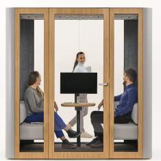 Abgeschirmte Konferenzplätze Akustik-Kabine, Schallschutzkabine, Büro, Akustik-Raumsystem, MUTE Design Akustik Konferenzraum Space L