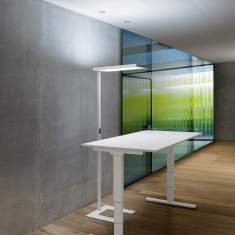 Schreibtisch höhenverstellbar Sitz-Stehtisch ergonomische Büromöbel weiß, Echo, Sitz-/Stehtisch Cubos Plus