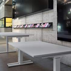 Schreibtisch höhenverstellbar Sitz-Stehtisch ergonomische Büromöbel weiß, Echo, Sitz-/Stehtisch Cubos Plus