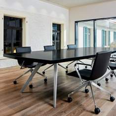 Büro Schreibtisch schwarz PC Schreibtische Design Büromöbel schwarz Managertisch Echo, Spina