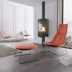 Lounge Sessel Büro Clubsessel Stoff orange Loungemöbel, profim, Chic Lounge
