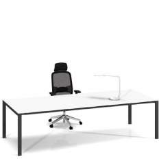 Stahl Schreibtisch Tischplatte weiss | Bürotisch gross Füsse schwarz, Bigla, Bigla lean