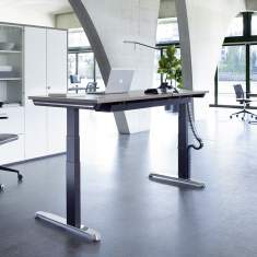 Schreibtisch Holz Metall Lochgitter Schreibtische  Hund, Thales Steh-/Sitztisch Premium