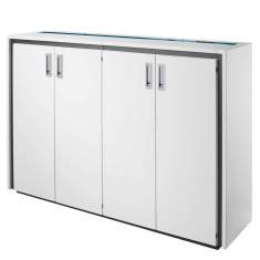 Aktenschrank Sideboard Büroschrank Drehtüren, weiss, Hund, Qbix Space