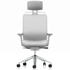 Chefstuhl, Bürostuhl grau Bürodrehstühle Kopfstützte, Aluminium, Armlehnen | Bürodrehstuhl, vitra, ID Mesh