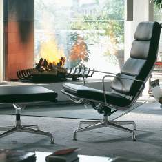 Vitra Loungesessel Leder schwarz Büro Clubsessel Loungemöbel, vitra, EA 222, EA 223
