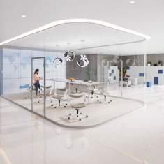 Glastrennwand Büro Akustikbox Glas, König + Neurath, Akustik Trennwandsystem HORIZONTE