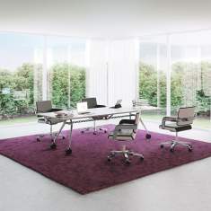 Chefschreibtisch Design fahrbar Rollen Alu Gestell, weiss | Büromöbel, König + Neurath, SUMMA.K