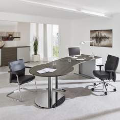 Holz Schreibtischa abgerundet | Büro Schreibtische rund | elegante  Büromöbel modern, fm Büromöbel, all in one - fm 66