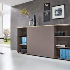 Aktenschrank, farbig, Schiebetüren, fm Büromöbel, Clear Sideboards