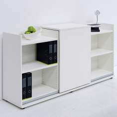 Regal, Sideboard Büro, weiss, fm Büromöbel, Endless Schwebetürschrank