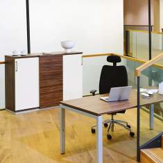 Aktenschrank, Holz, weiss, Sideboard Büro, fm Büromöbel, Endless Schwebetürschrank