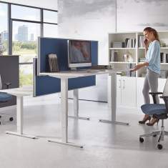 Elektrisch höhenverstellbarer Schreibtisch Büromöbel Schreibtische ergonomisch weiß Akustik fm Büromöbel, move 2.0 Sitz-Stehtisch
höhenverstellbar