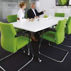 Freischwinger Besucherstühle grün Konferenzstühle, fm Büromöbel, Startup2 Besucherstuhl