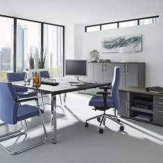 Freischwinger Besucherstühle blau Konferenzstühle, fm Büromöbel, Startup2 Besucherstuhl