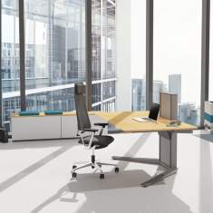Höhenverstellbarer Schreibtisch Büro Schreibtische höhenverstellbar Arbeitsplatz Sitz-Steh Tisch Holz Leuwico HighONE