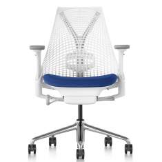 Design Bürostuhl blau Bürostühle mit Armlehnen, Exklusiv Netzrücken weiss Herman Miller, SAYL Bürodrehstuhl