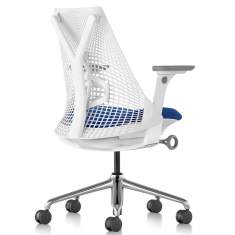 Design Bürostuhl blau Bürostühle mit Armlehnen, Exklusiv Netzrücken weiss Herman Miller, SAYL Bürodrehstuhl