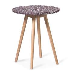 Designer Beistelltisch Holz Beistelltische rund Tischplatte Plastik Skandiform Tinnef
