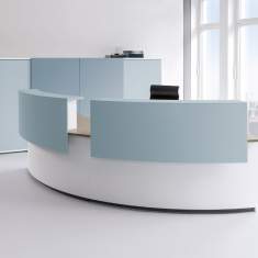 Empfangstheke blau Büro Tresen rund, werner works, cockpit 2.0