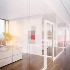 Raumhohe Trennwände Büro Raumteiler Glas Goldbach Kirchner Akustik Trennwand Zweischeiben-Ganzglaswand T55