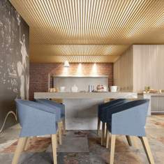 Sessel Holz Loungesessel blau fm Büromöbel Voluta Besucherstuhl
