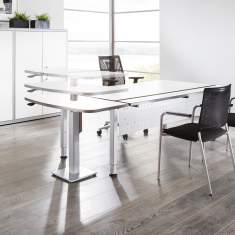 Schreibtisch höhenverstellbar Büromöbel Schreibtische weiß Konferenztisch Besprechungstisch Mauser, mauser arcos