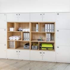 Schliessfachschrank Lockerschrank Holz Lockerschränke weiß Schliessfachschränke Schließsystem mit Zahlenschloss Schlüssel Karte, integriert WINI WINEA MAXX