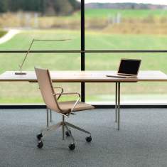 Bürostuhl beige Bürodrehstuhl Design Drehstuhl Leder Girsberger Jack Drehstuhl