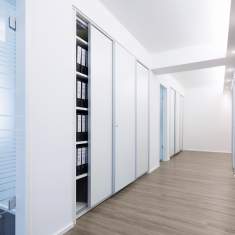Aktenschrank weiß Schiebetürenschrank Büro, werner works, basic S Schwebetürensystem