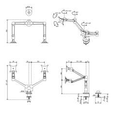 technisches Bild Dataflex Viewlite plus Monitorarm - Schreibtisch 650