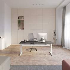 elektrisch höhenverstellbarer Sitz-Steh-Arbeitstisch Büro Schreibtisch höhenverstellbar Arbeitstische Neudoerfler Flux E plus