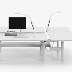 Höhenverstellbarer Schreibtisch elektrisch ergonomische Schreibtische weiss Vitra Tyde 2 Workstations Cluster