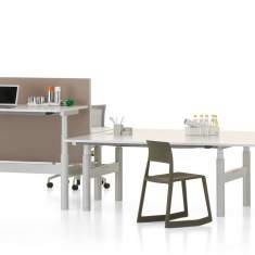 Höhenverstellbarer Schreibtisch elektrisch ergonomische Schreibtische weiss Vitra Tyde 2 Workstations Cluster