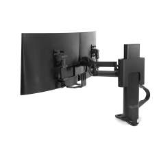 Monitorhalterung in schwarz mit flacher Tischklemme Tischhalterungen Monitorhalter zwei Monitore Ergotron TRACE Dual