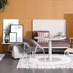 Bistrotisch weiss Bistrotische Cafeteria Tisch rund Steelcase TouchDown