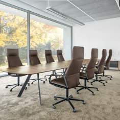 komfortabler Sessel Konferenz Konferenzstuhl braun Leder Konferenzstühle Büro Drehstuhl Girsberger Eyla