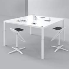 höhenverstellbarer Konferenztisch weiss Konferenztische Büro Besprechungstisch Assmann Büromöbel Plaza